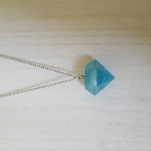 Blue Resin Iridescent Ocean Gem Necklace